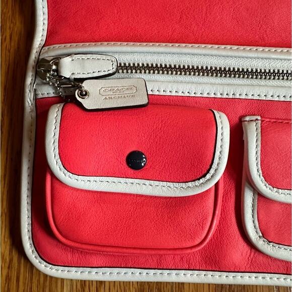 Coach Archive Legacy Two Tone Utility Clutch Bright Coral Snow - Picture 7 of 11